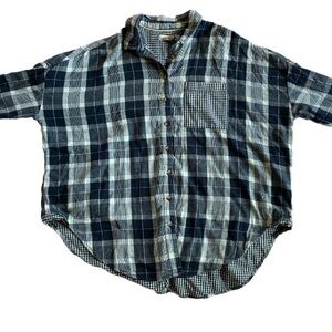 Pilcro Anthropologie button top plaid checkered oversize hiking XS/S Swiftie